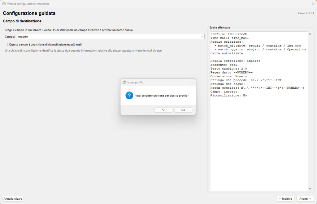 EgoMailExtractor ING Wizard step 11: Assign an icon to the profile