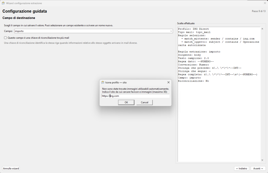 EgoMailExtractor ING Wizard step 12: Find an icon on the website