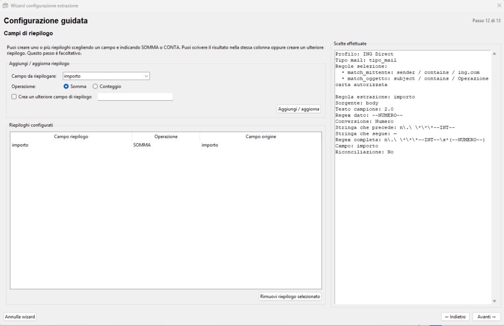 EgoMailExtractor ING Wizard step 14: Create a summary field